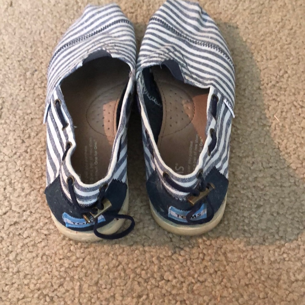 Toms navy striped slip ons